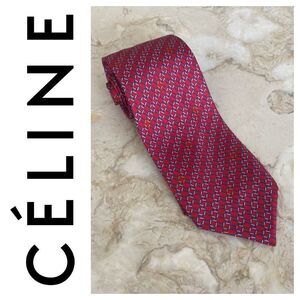 Celine 100% Silk Power Tie Geometric Pattern